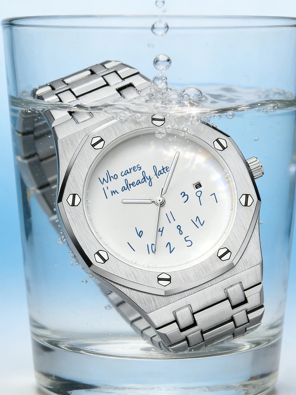 Men's Steel Band Watch, Round Dial, Graffiti-Style Numeral Pattern, Vintage Casual Fashion, Analog Quartz Movement, Quartz Wristwatches, Street-Style Trend Watch, High-End Men's Accessory, Trendy Gift, Stylish Wristwatch