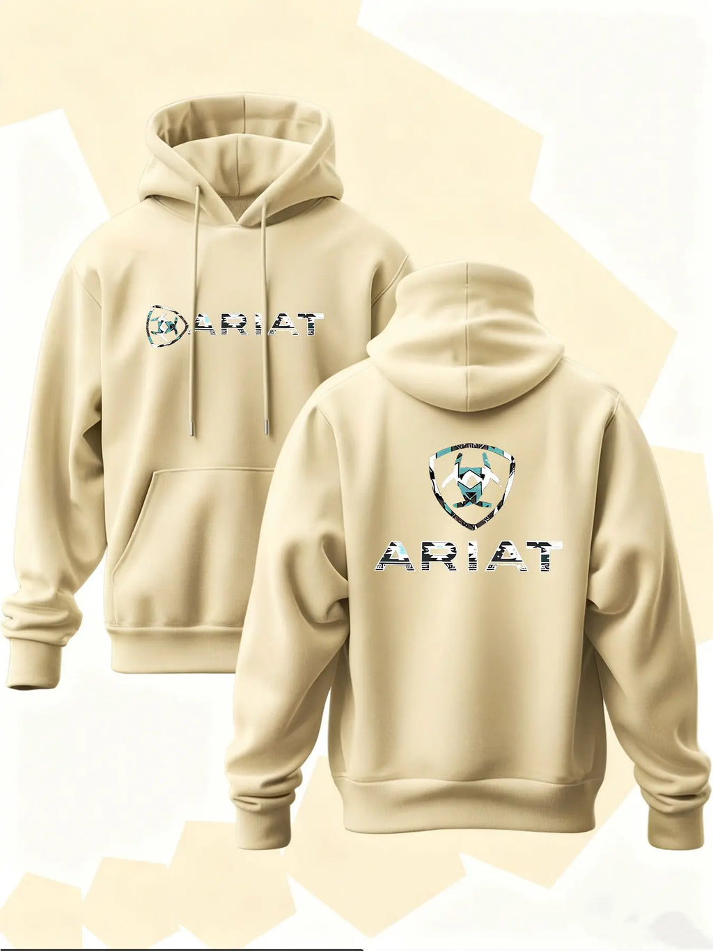 New Men's Hoodie Ariat Print, Soft Stretch Knit Fabric, Long Sleeve, Standard Fit, Casual Daily Wear, Four-Season Hooded Clothing, Fun Style, Essential for Young Adults