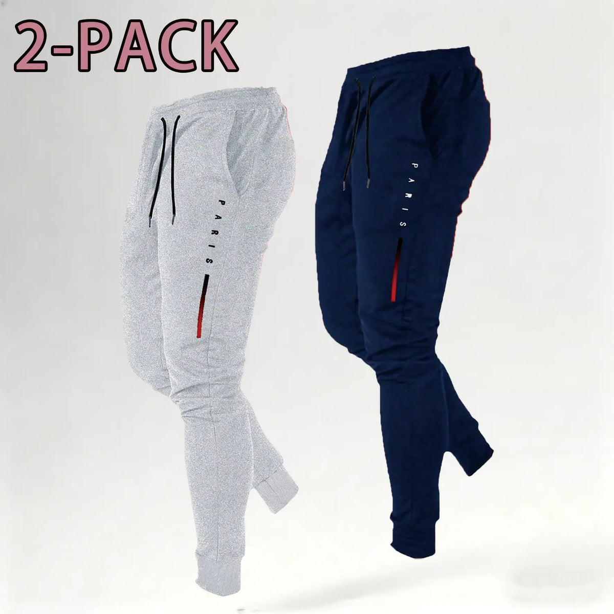 Men's Print Athleisure Joggers 3-Pack (Black, Gray, Navy)