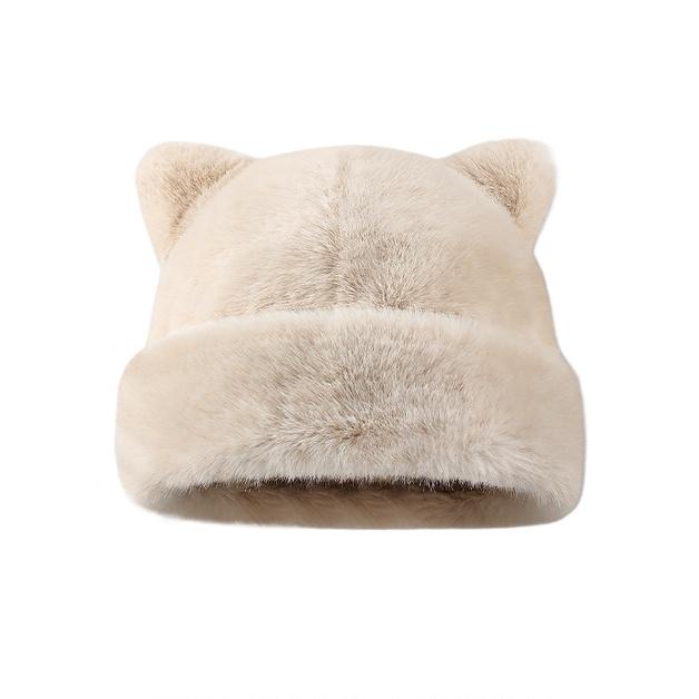 Soft Plush Cat Ear Winter Beanie Hat for Women and Teens
