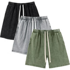 Gihuo Mens Unisex Sweat Shorts Cotton Athletic Shorts Vintage Acid Wash Elastic Waist Drawstring Workout Shorts with Pockets Womenswear Basic Bottom Casual Minimalist