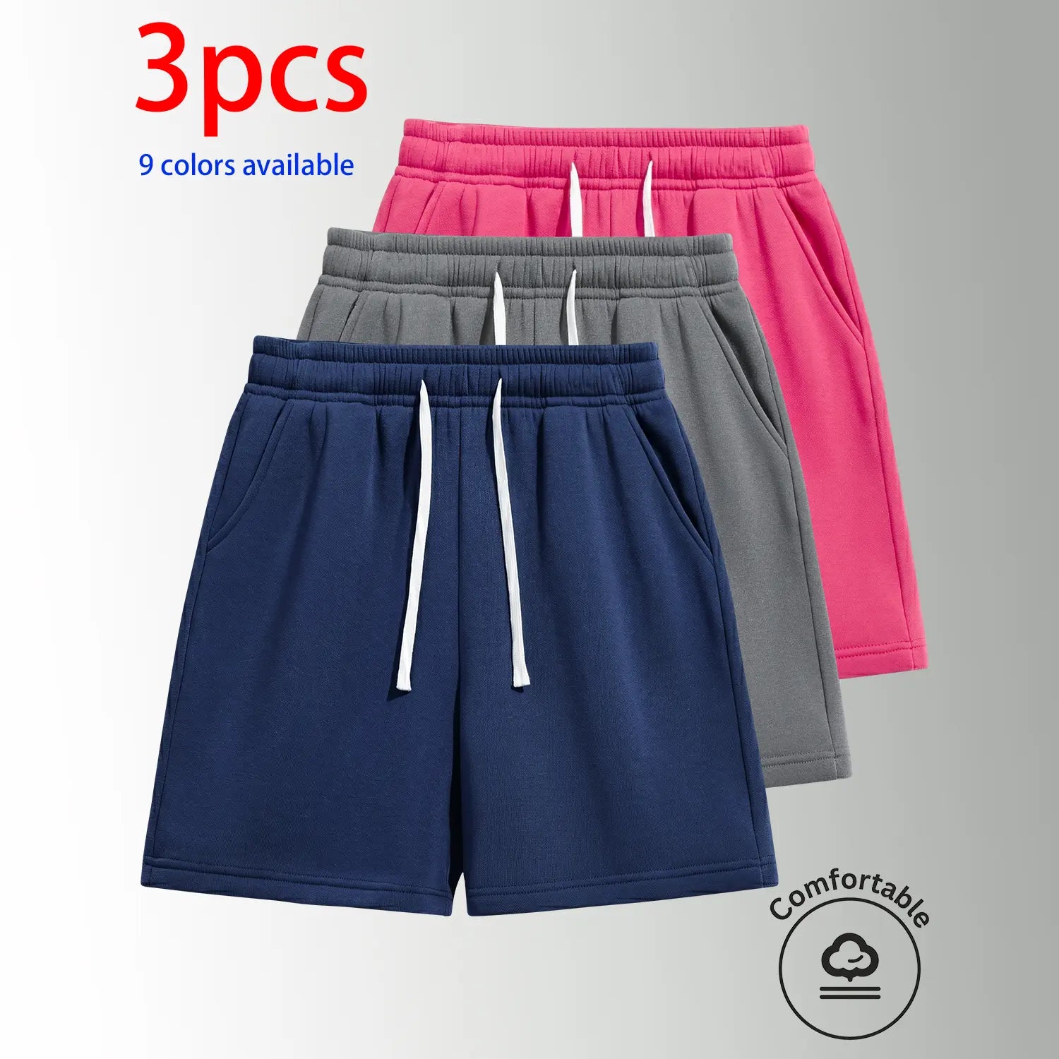 Unisex 3-Pack 5-Inch Drawstring Athletic Shorts: Breathable Running & Casual Shorts