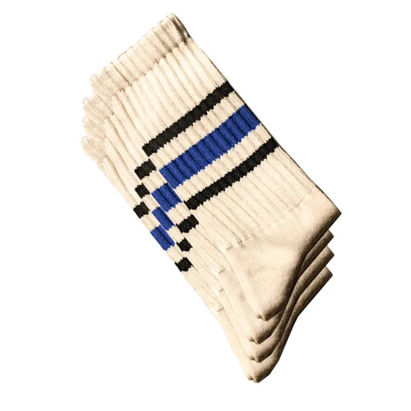 4 Pairs Natural 98% Cotton Crew Socks - Seamless, Breathable, Cozy Fall & Winter Socks for Women & Men