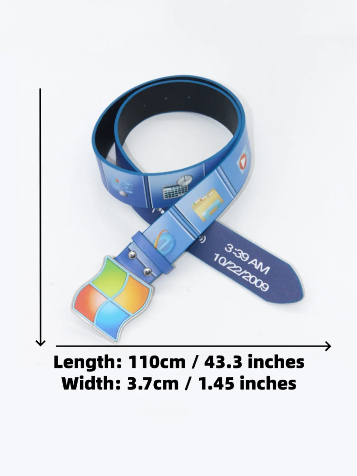 Unisex Y2K Retro Windows Vista Belt, Four-Color Logo Alloy Buckle, Vintage Computer Desktop Print PU Waist Belt, Statement Belt, Printed Belt, PU Leather Belt