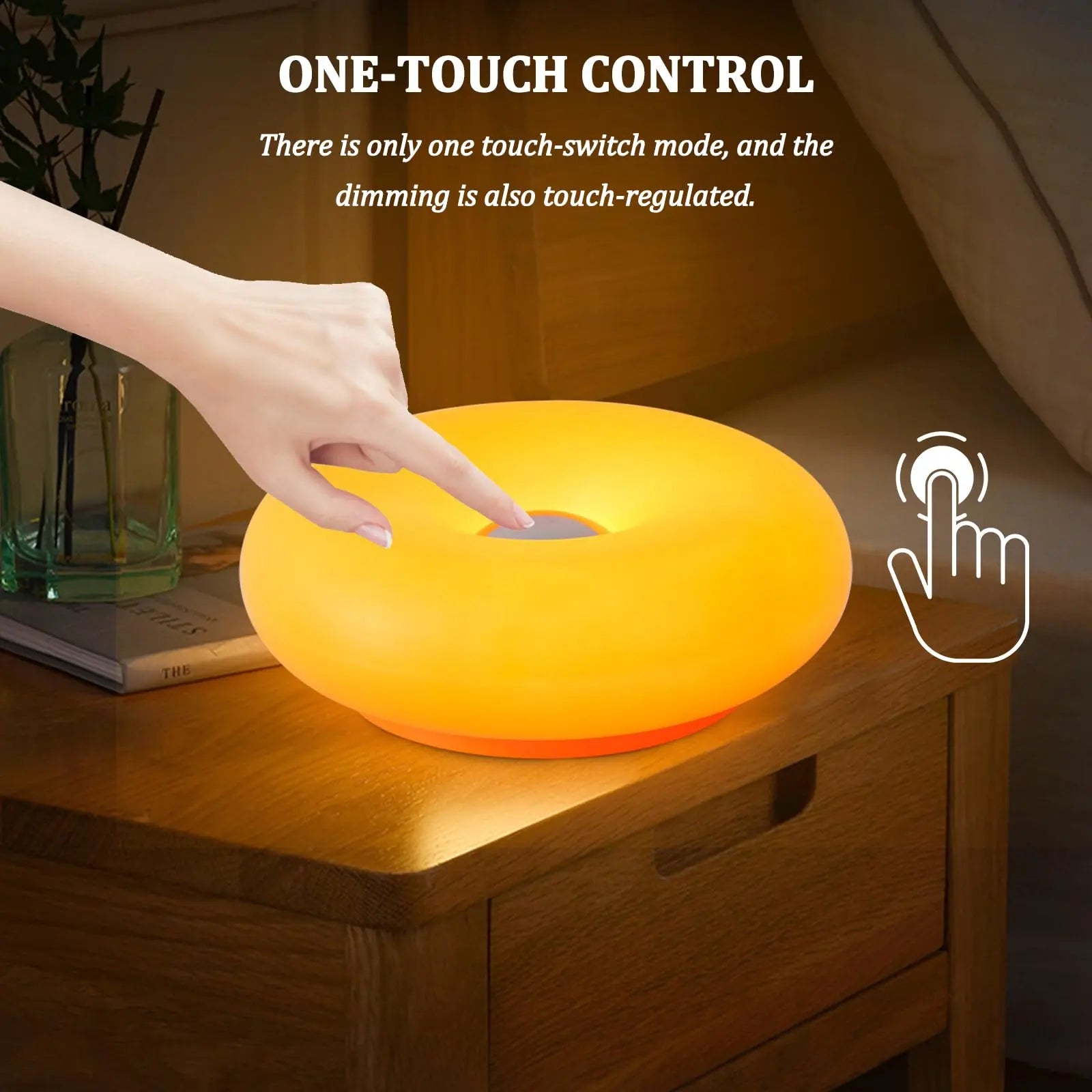 Aesthetic Doughnut LED Night Light with Touch Control & Warm Ambient Glow