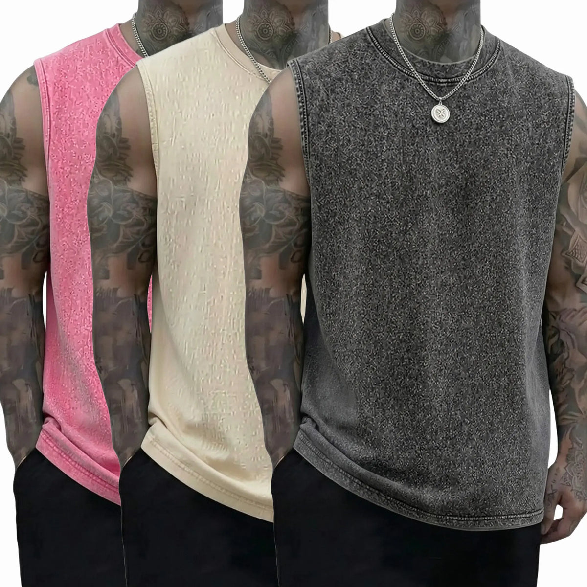 Unisex 3-Pack Vintage Heavyweight Cotton Tank Tops
