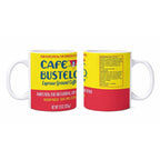 Café Bustelo Latin Ceramic Novelty Coffee Mug - Latin Artwork, Bold Colors, Black Accent, Microwave Safe Drinkware for Brazil & Colombia Themed Use, Washable Latino Gift