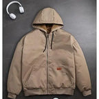 Men's Fleece-Lined Hooded Winter Coat with Full Zip and Pockets