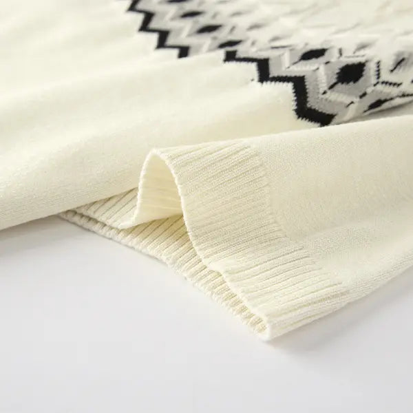 Short sleeve crew neck knit sweater with vintage fair isle jacquard yoke pattern, fine soft knit ribbed trim tailored slim silhouette retro casual top staple for layered modern street mensfashion styling