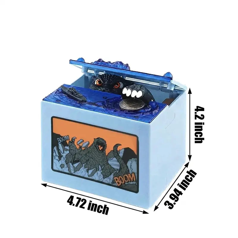 Plastic Kid-Loved Dino Bank - Musical Cash Coin Jar, Coin Savings Bank, Home Decor Supply, Back to School & Birthday Gift for Kids Boys