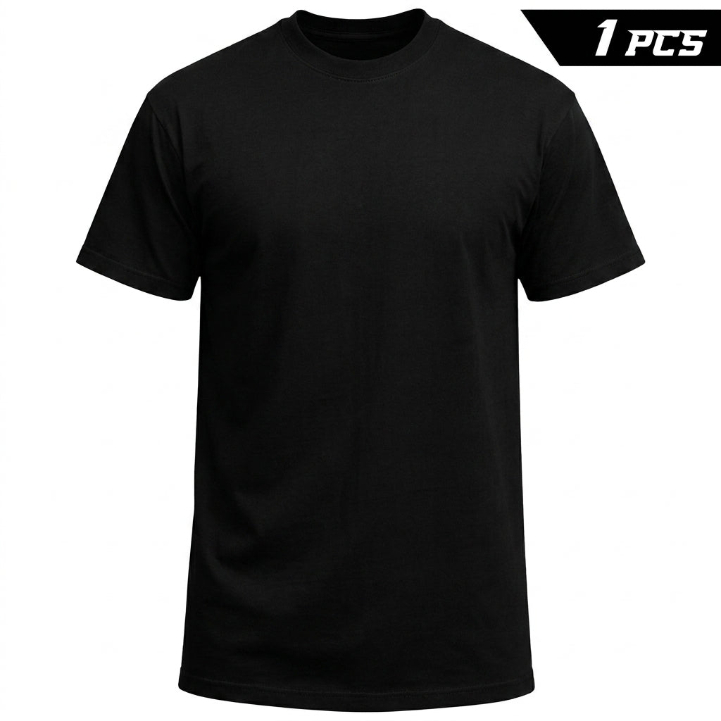 Men's Black Crew Neck T-Shirt | Comfort Fit Cotton Blend Basic Tee