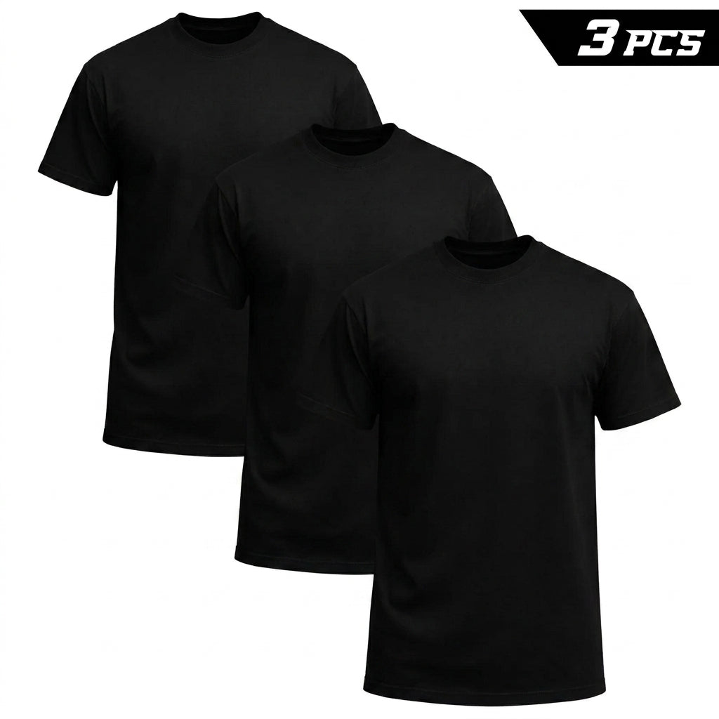 Men's Black Crew Neck T-Shirt | Comfort Fit Cotton Blend Basic Tee