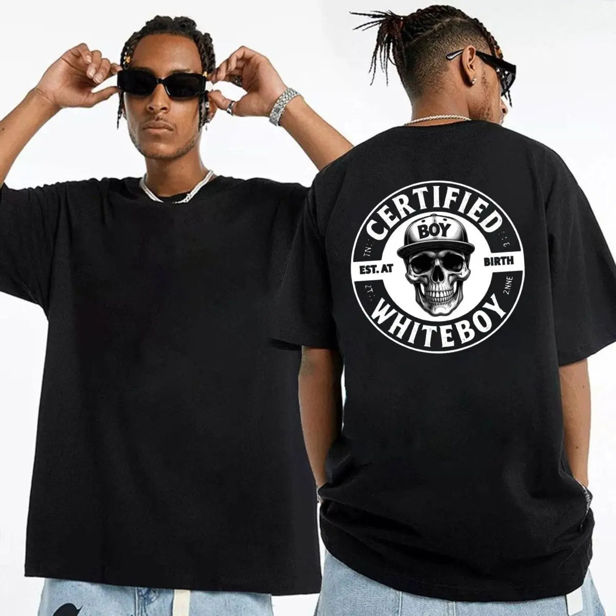 Certified Whiteboy Hoodie Skull Graphic Streetwear, Edgy Skull Print Urban Style Hoodie, Dark Aesthetic Street Fashion Shirt, Unisex Sweater Pullover Tee