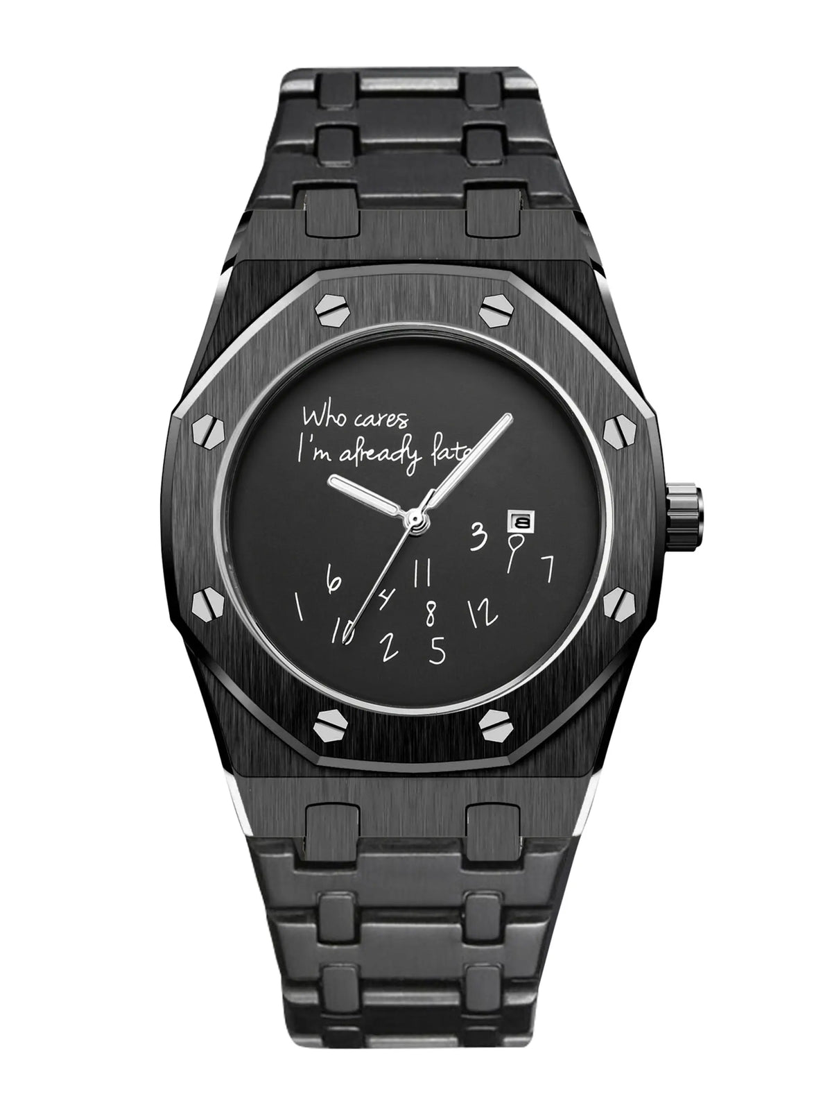 Men's Steel Band Watch, Round Dial, Graffiti-Style Numeral Pattern, Vintage Casual Fashion, Analog Quartz Movement, Quartz Wristwatches, Street-Style Trend Watch, High-End Men's Accessory, Trendy Gift, Stylish Wristwatch