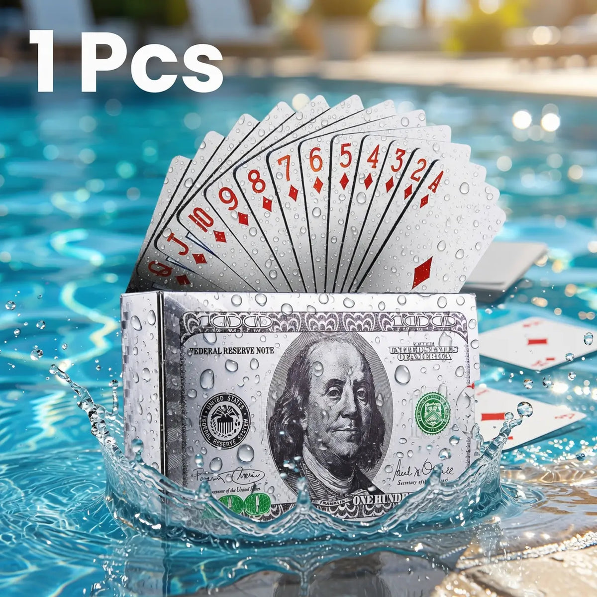 Playing Cards - Waterproof Diamond Textured Foil PET Poker Cards - for Swimming Pool, Beach Club Party, Camping & Magic Show - Premium Sleek Gift for Men, Adults & Friends