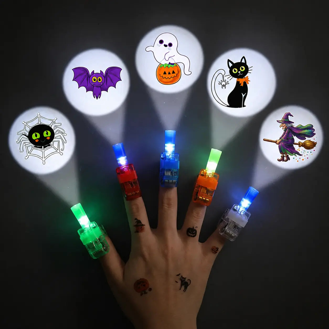 Halloween LED Projection Finger Rings Party Favors