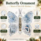 Christmas Cash Gift Ornament - Butterfly Money Holder with Acrylic (5Pcs/1 Set) Clear cash display with transparent holder, a creative Christmas gift idea for holiday tree hanging ornament decor (Peel Off Protective Film for Crystal Clear View)