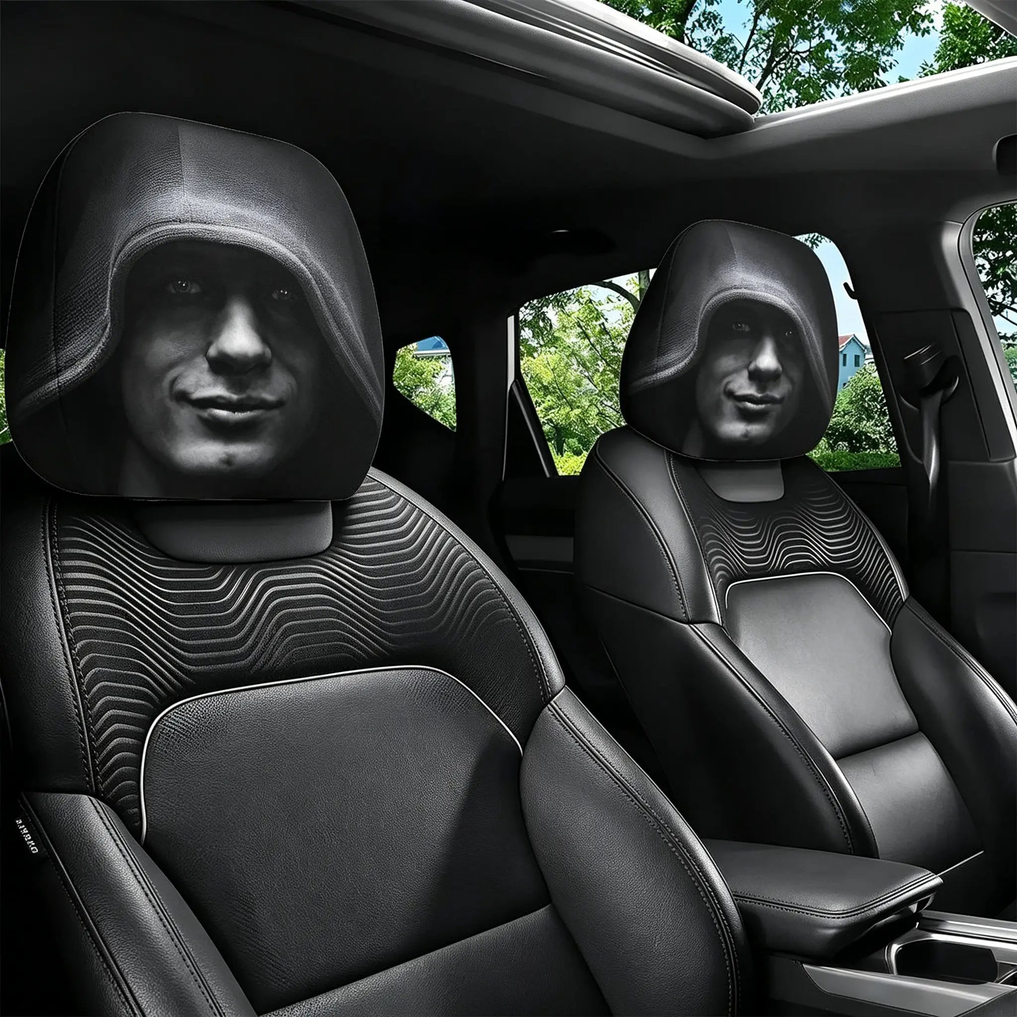 Deals For You Days Mysterious Hooded Figure Headrest Covers 2 Pack, Dark Gothic Style Universal Car Seat Decor, Durable Interior Parts for Daily Commute & Auto Decoration，Universal Auto Seat Accessories，Great Gift for Car Lovers, Cars, Accessories For Car