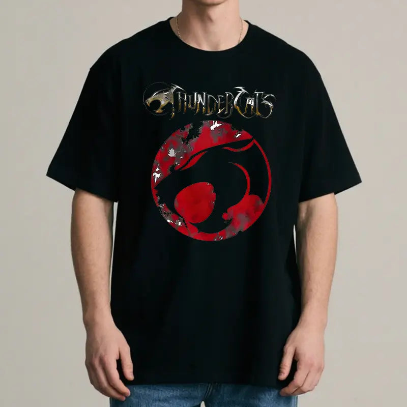 ThunderCats street style T-shirt with leopard pattern, adding a sense of street and vicissitudes. Suitable for men, women, mothers and friends, couple style, fashionable and loose, youthful and energetic, men's daily wear top