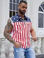 Yuanbang 4th of July Men’s American Flag Denim Vest USA 250th Birthday Independence Day Sleeveless Summer Casual Jacket Patriotic Style Outdoor Fashion Menswear Father's Festival Dad Gifts Guys Love Top Summer Wins