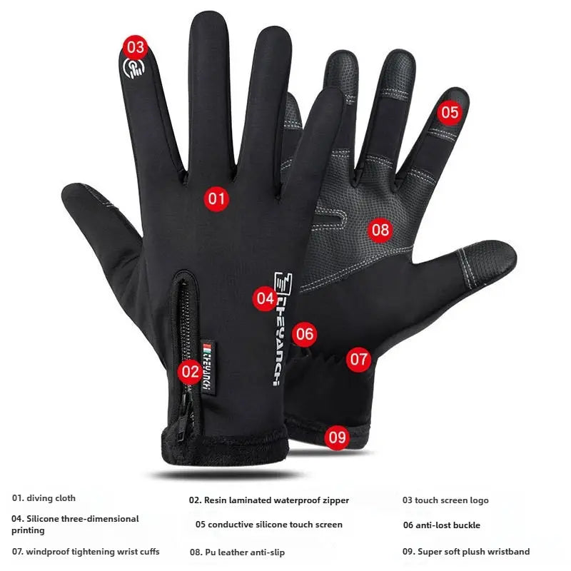 Unisex Windproof Touchscreen Fleece Gloves for Winter Outdoor Activities