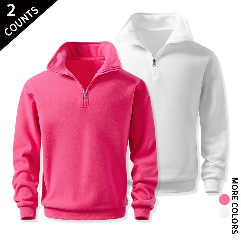Men's 2-Pack Quarter-Zip Cozy Sweatshirts - Classic Stand Collar Long-Sleeve Mens Clothing, Outdoor Daily Fitness Wear, Guys Anniversary & Boyfriend Birthday Gift