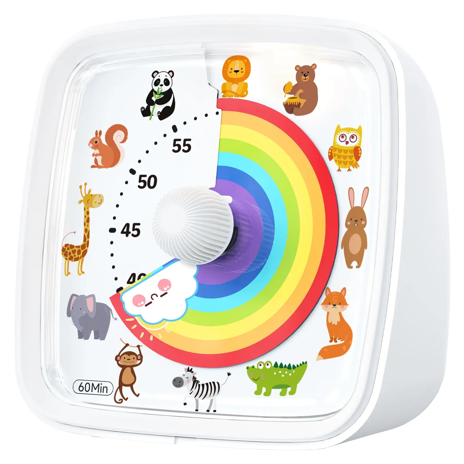 Yunbaoit VT03-Blue Rainbow 60-Minute Silent Visual Timer with Night Light, Bell & ABS Plastic Body - Kitchen Gadget, Utensil for Kids, Work, School Use