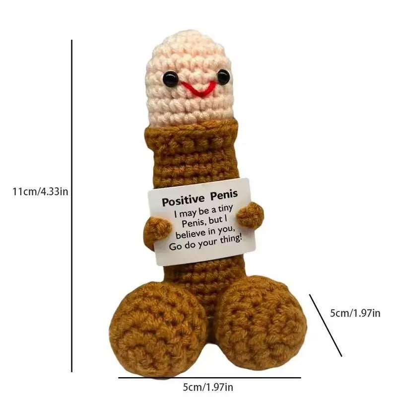Funny Emotional Cute Crochet Doll, 1 Count Creative Knitted Decor with Positive Message Card, New Year Birthday Gift,Gifts Boyfriend,Fun Desk Decoration, Inspirational Gift for Friends Women，Support Plushies,Cuddly Doll Gift， Halloween Toy summervibes