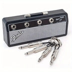 Guitar Amplifier Design Key Hook, 1 Set Including 1 Count Wall Mounted Key Holder with 4 Counts Guitar Plug Keychains, Home Organizer for Living Room Bedroom, Hanging Hook, Rustproof Sturdy Hooks