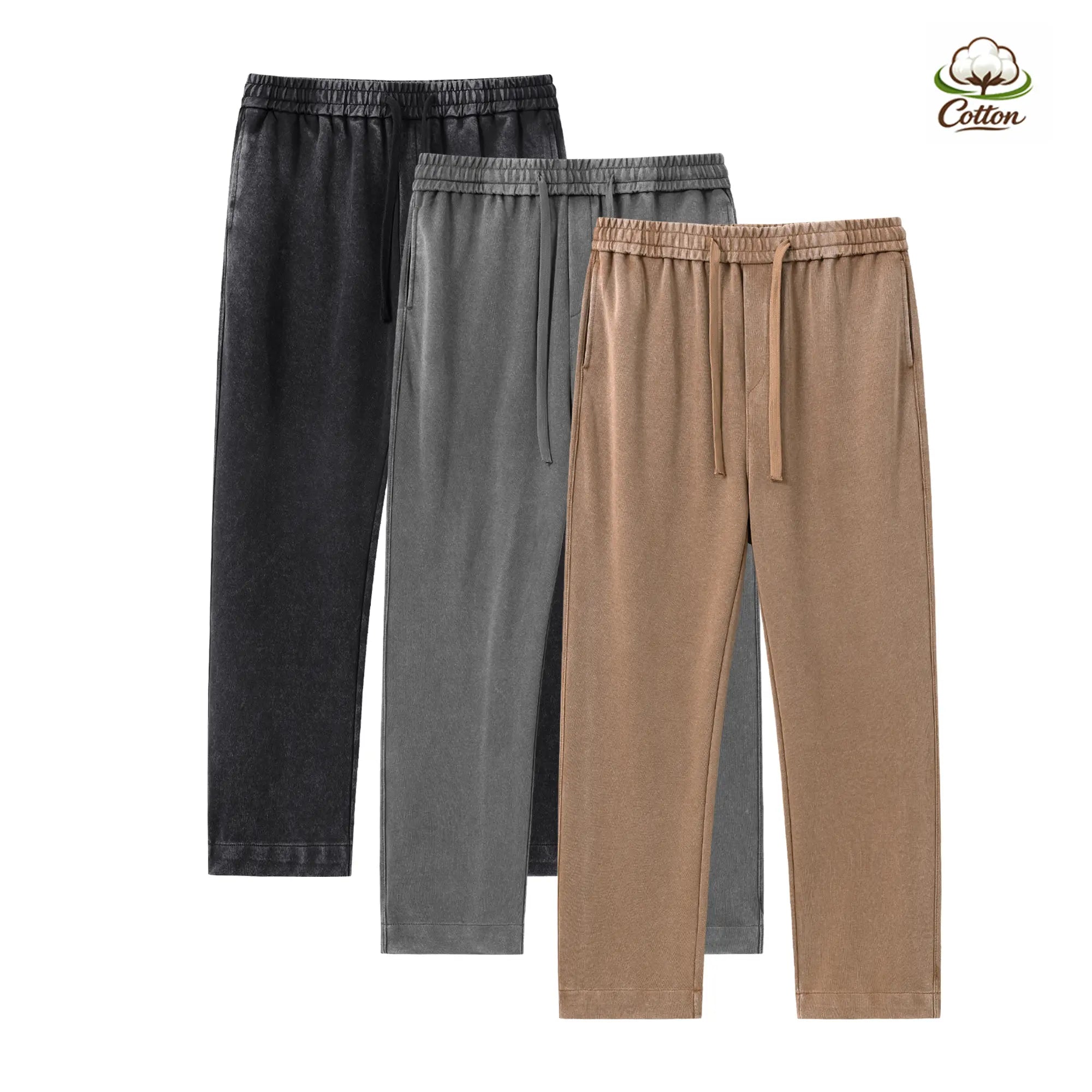 3 pack men’s acid wash, washed cotton solid color athletic casual sweatpants, unisex