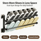 Foldable Wall-Mounted Shoe Rack, Space-Saving Plastic & Steel Hanging Slipper Holder, Compact Shoe Storage Organizer for Bathroom, Entryway, Closet, Bedroom, Door & RV
