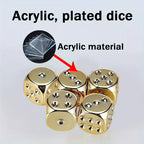 Gold Dice Set, 5-Piece Six-Sided Dice, Bulk Dice, Suitable for Party Board Games, Role-Playing, Poker, Premium Tabletop Games, Ideal Gift for Collectors and Enthusiasts