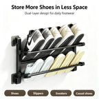 Foldable Wall-Mounted Shoe Rack, Space-Saving Plastic & Steel Hanging Slipper Holder, Compact Shoe Storage Organizer for Bathroom, Entryway, Closet, Bedroom, Door & RV