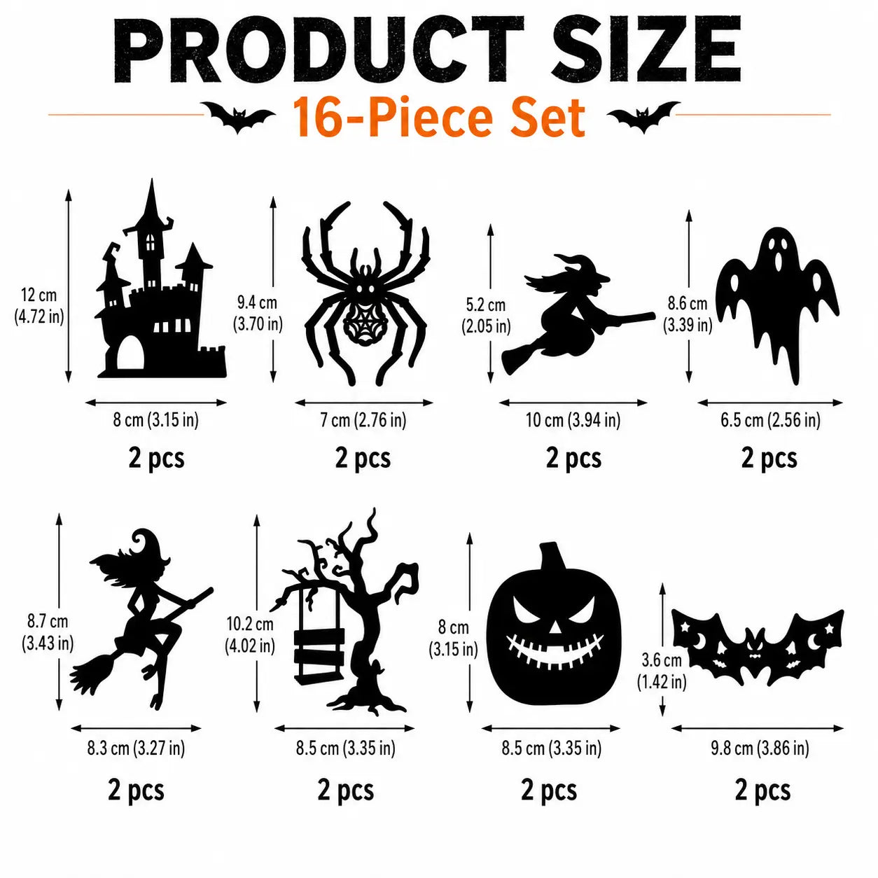 Halloween LED Silhouette Wall Light Stickers, Battery Powered Peel & Stick Decor Lights, No Drill PET Waterproof Wall Decor, Spooky Ghost Pumpkin Witch Bat Castle Spider Tree Ornaments for Home Window Door Party, 9/18/27 Pack Available