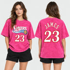 Unisex Vintage Basketball Graphic T-Shirt, Oversized Washed Tee with Number 23, Retro Sports Streetwear Shirt
