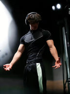 Men's Half-Zip Fitness Compression Shirt, Mock-Neck Short-Sleeve Athletic Top, High Stretch Breathable Mesh, Slim Fit, Ideal for Workout, Running & Gym, Compression Workout Shirts