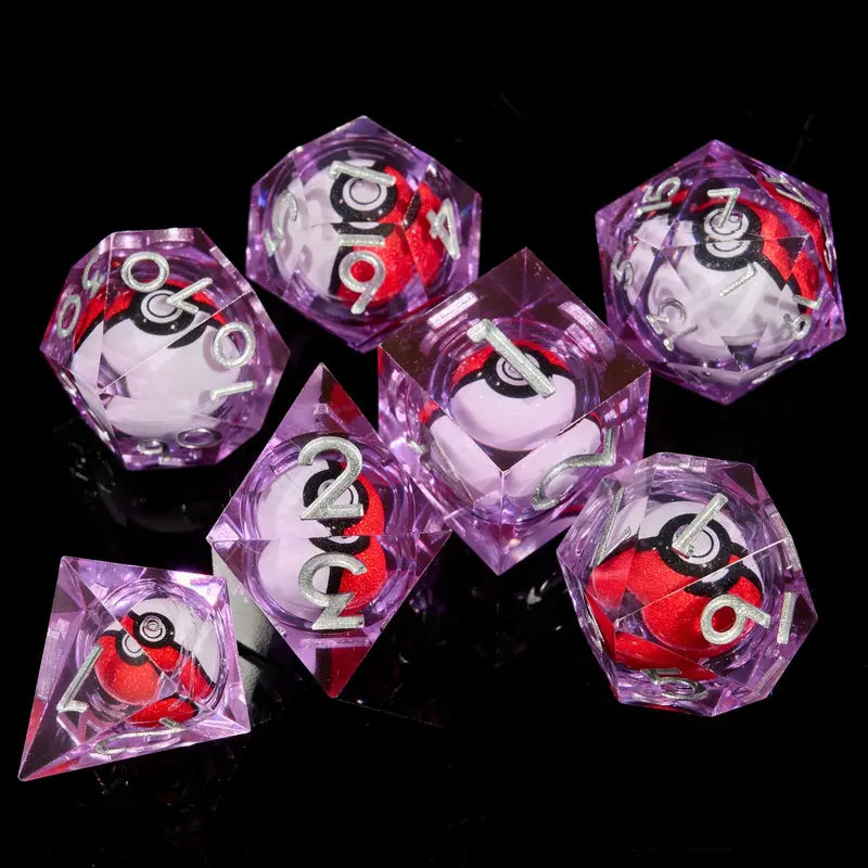 Rotating Eye Dnd Dice Set, 7 Piece Liquid Core Polyhedral Dice Game for Dungeons & Dragons Rpg, Resin Sharp Edge D&d Dice