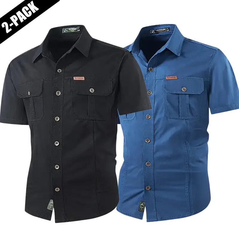 2-pack: summer outdoor casual short-sleeve work shirt with multiple pockets, lightweight design