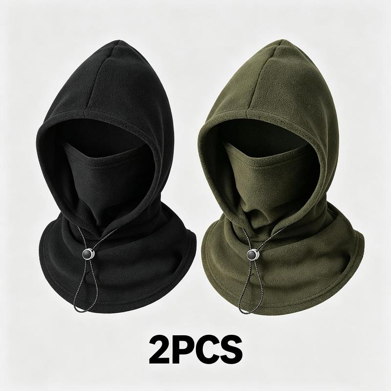 2-piece integrated flannel warm face mask and hat, windproof and warm for outdoor cycling, autumn and winter style, warm hat with neck visor.