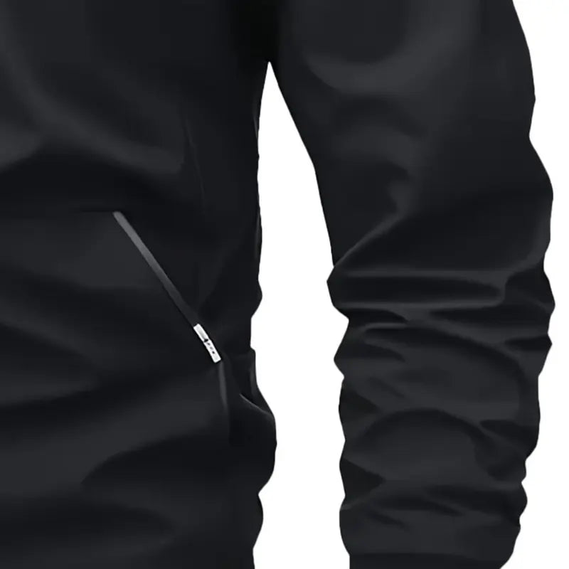 Men's Zip-Up Pilot Jacket with Pockets and Letter Embroidery