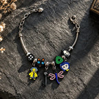 Corallne The Secret Door Charm Bracelet | Enamel Pendant Button Key Cosplay Jewelry | Dark Fantasy Goth Bracelet, Ideal Gift & Costume Accessory for Fans