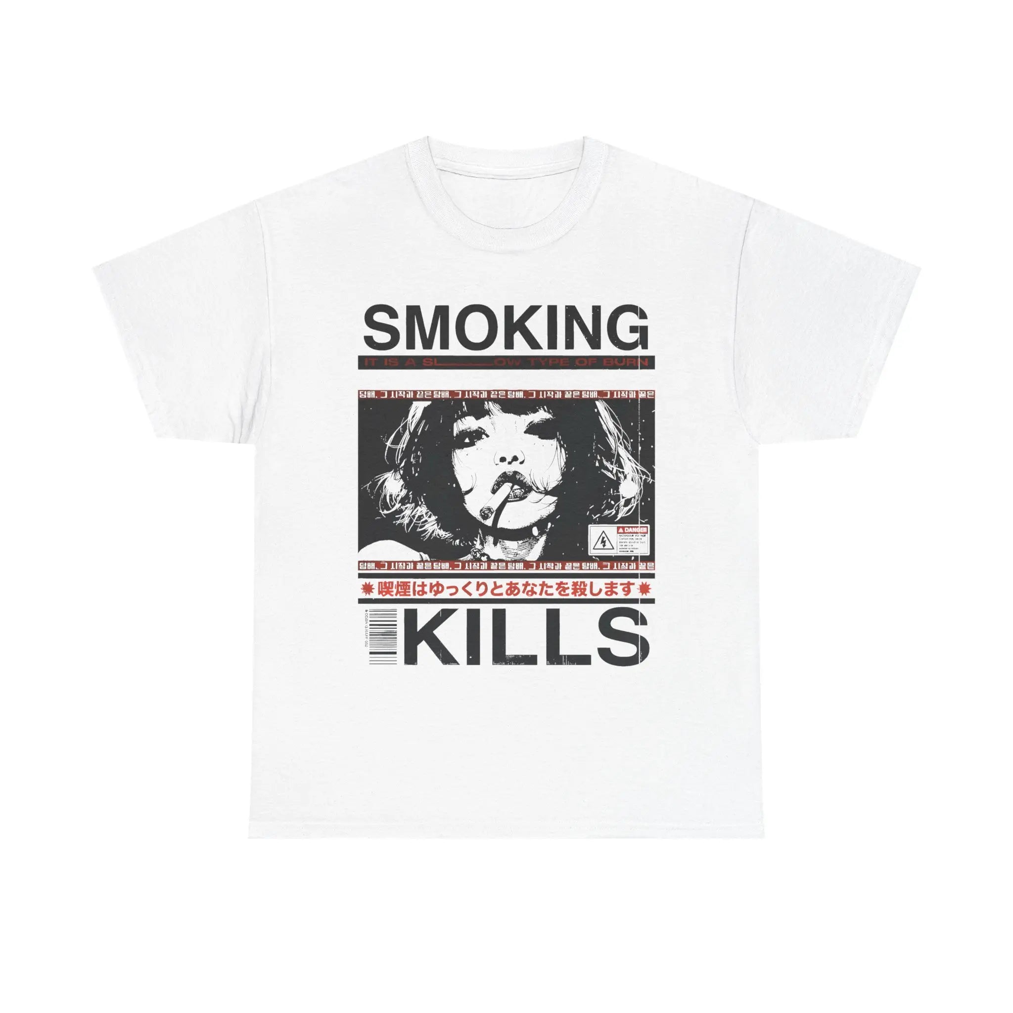 Smoking Kills Retro Manga Style Graphic T-Shirt, Cotton Tee