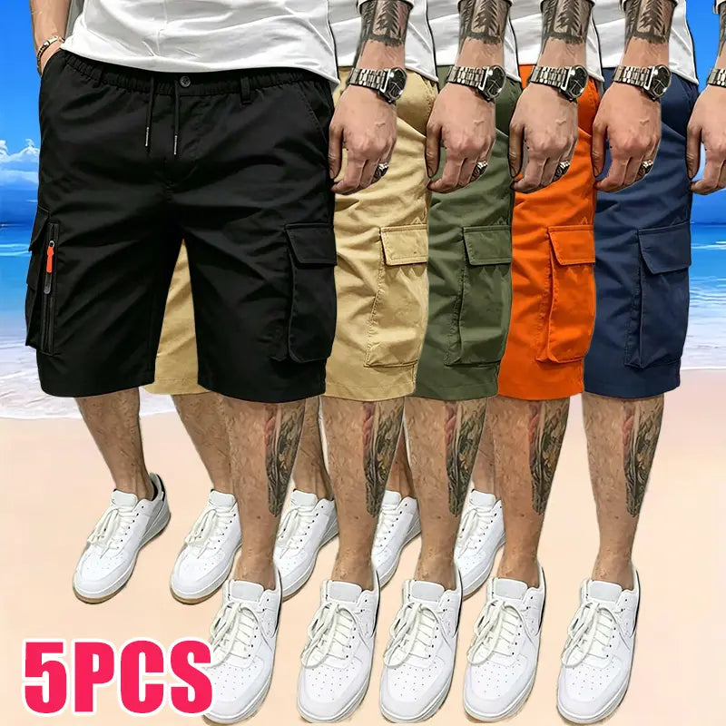 Men's 5-Pack Casual Cargo Shorts with Pockets