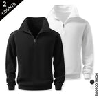 Men's 2-Pack Quarter-Zip Cozy Sweatshirts - Classic Stand Collar Long-Sleeve Mens Clothing, Outdoor Daily Fitness Wear, Guys Anniversary & Boyfriend Birthday Gift
