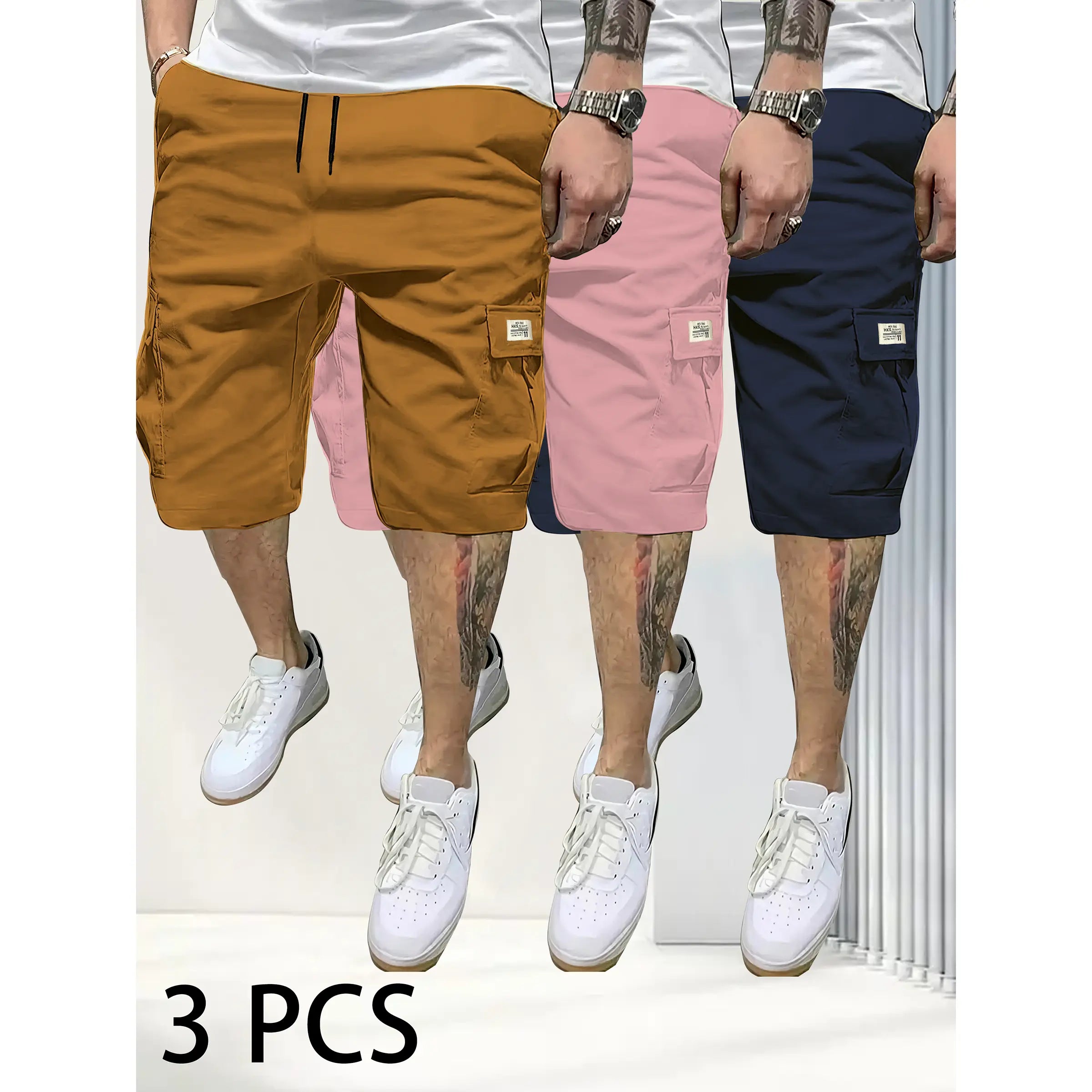 Men's 3-Piece Fitted Casual Shorts Set