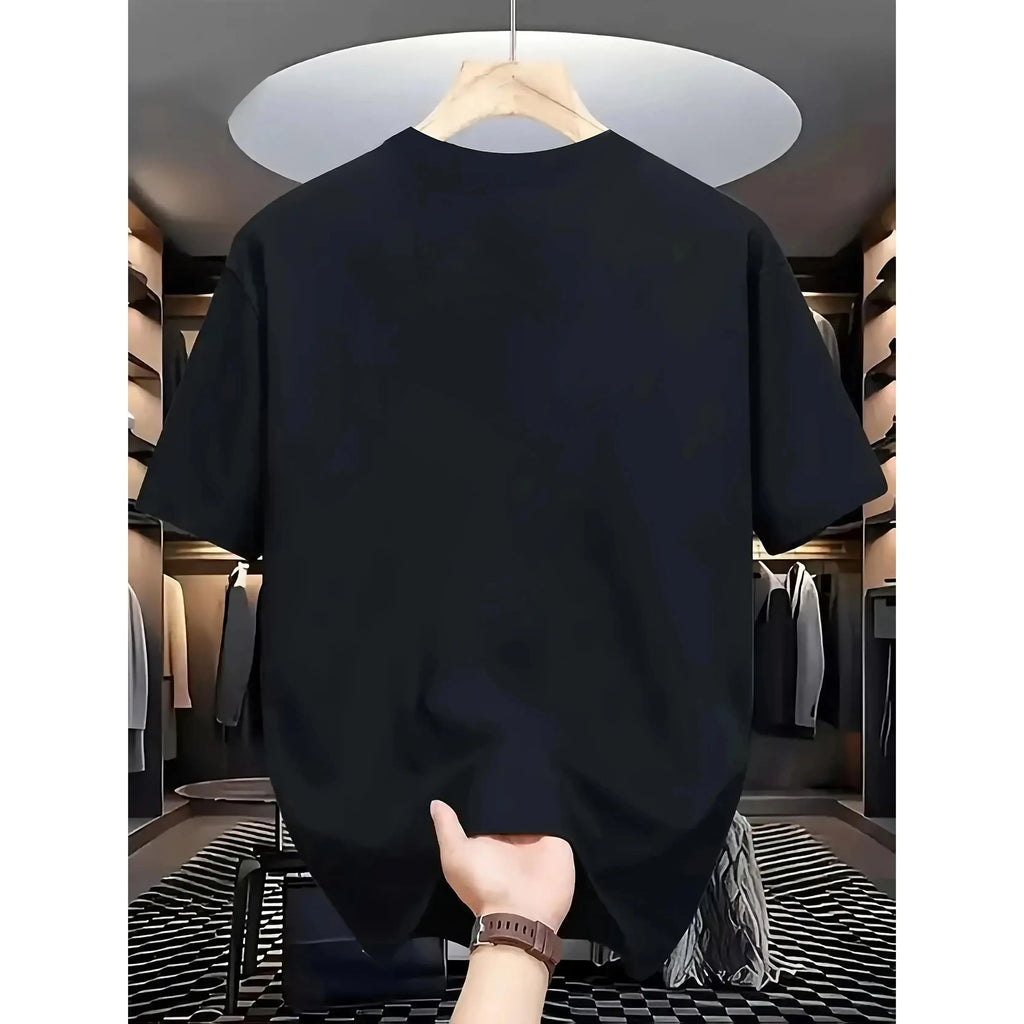 Men's Athletic Graphic Loose-Fit Short-Sleeve Round Neck T-Shirt - Blue Baseball-Style Sports Top, Soft Breathable Streetwear, Suited for Casual Summer, Vintage-Inspired Looks, Shortsleeve, Tshirt