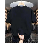 Men's Athletic Graphic Loose-Fit Short-Sleeve Round Neck T-Shirt - Blue Baseball-Style Sports Top, Soft Breathable Streetwear, Suited for Casual Summer, Vintage-Inspired Looks, Shortsleeve, Tshirt