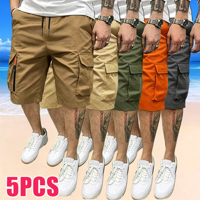 Men's 5-Pack Casual Cargo Shorts with Pockets