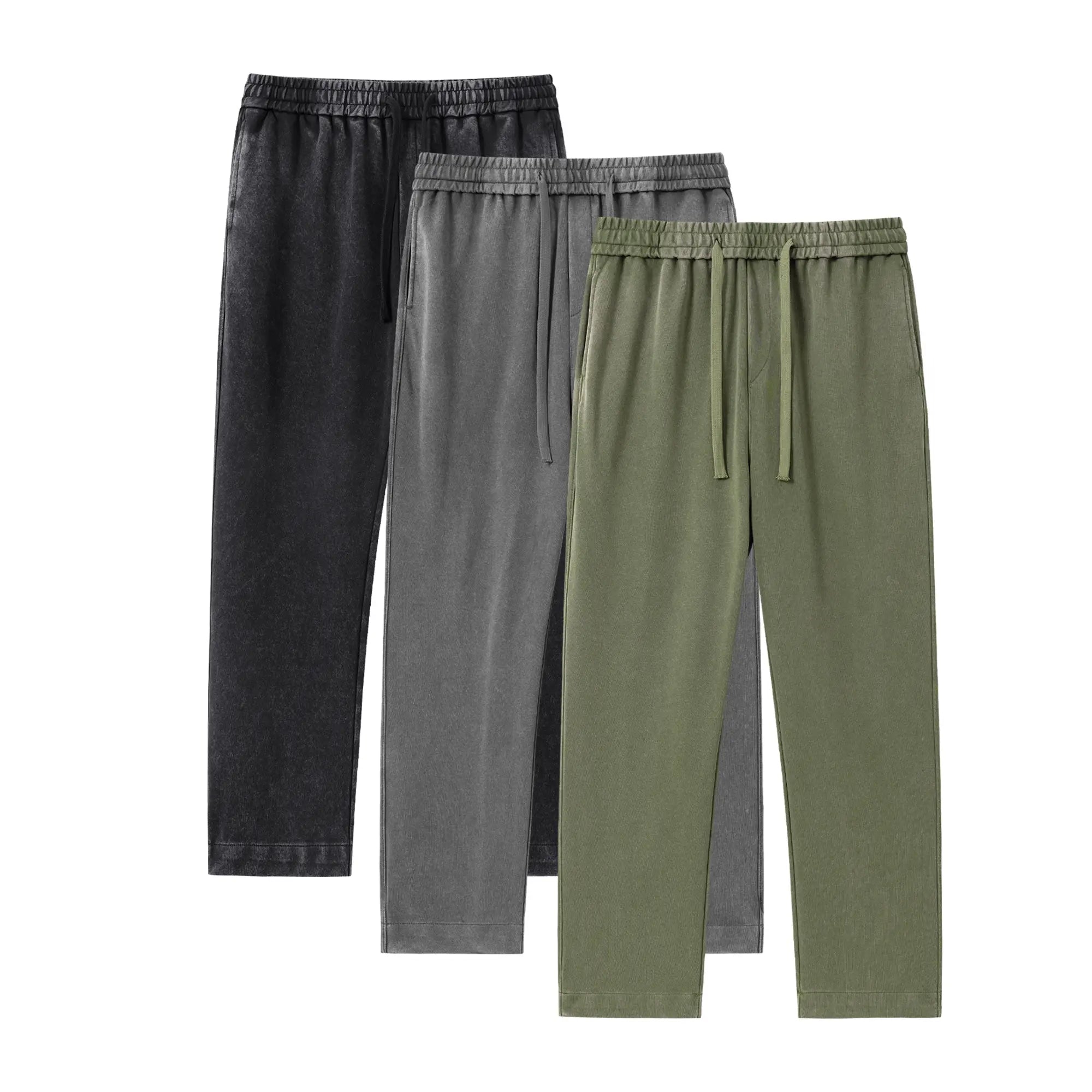 3 pack men’s acid wash, washed cotton solid color athletic casual sweatpants, unisex