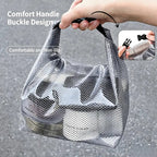 2 Pack Waterproof Mesh Shower Caddy Bags Set (Large + Small), Transparent Portable Toiletry Tote with Buckle Handle, Large Capacity Quick Dry Bath Storage Organizer for Gym Travel Bathroom Dorm